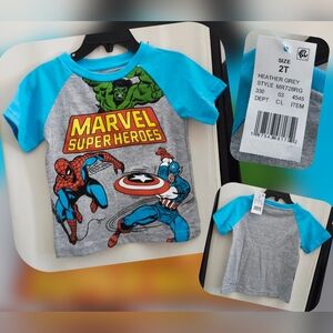 Marvel Super Heroes Kids T-Shirt - Gray and Blue Size 2T (Nwts)